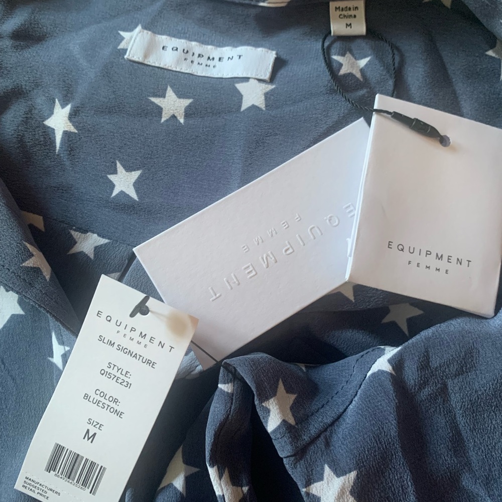NWT - Equipment - Slim Signature Long Sleeve Printed Silk Shirt - Size L - Picture 6 of 7